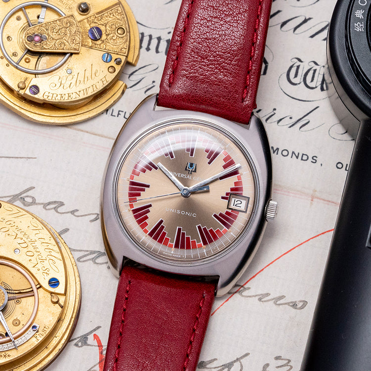 1967 Universal Geneve Unisonic Rare Buzzsaw Dial 852101