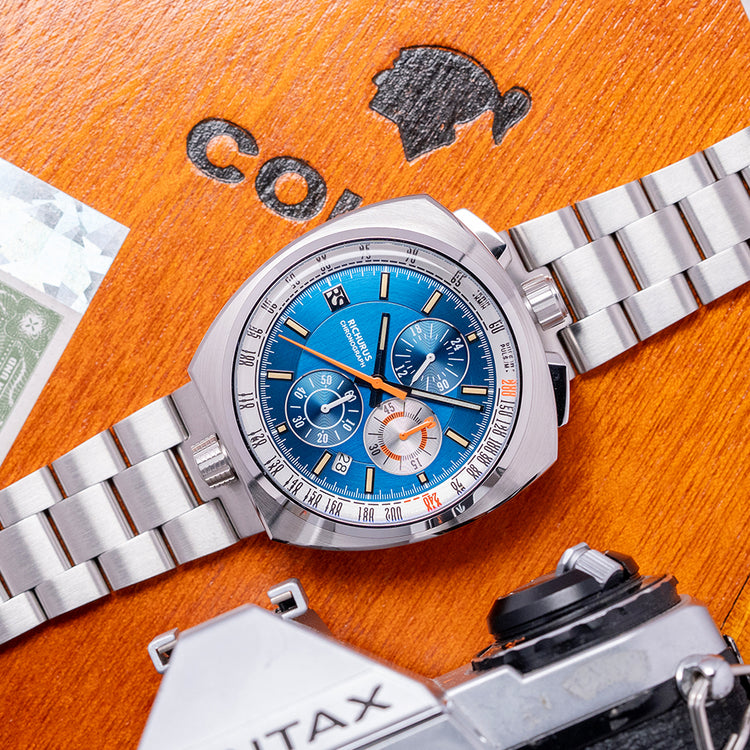 2025 Richurus Bullhead Chrono Quartz Blue on Bracelet 43.5mm