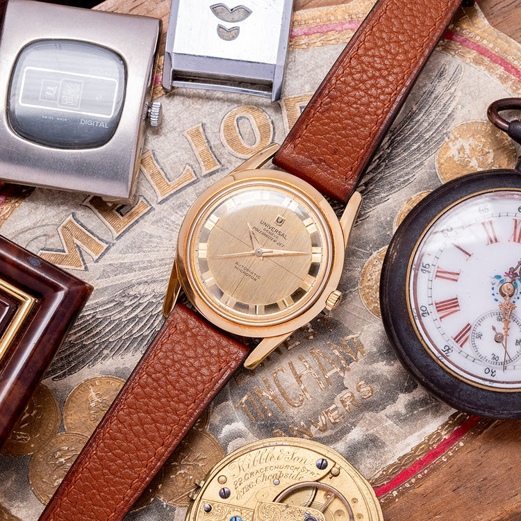 1960s Universal Genève Polerouter Jet 18ct Gold Micro-Rotor 10364-1