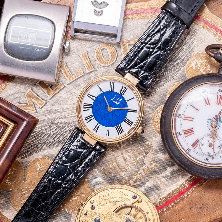 1980s Dunhill .925 Silver "Blue" Dial "Vendôme" 33mm Quartz