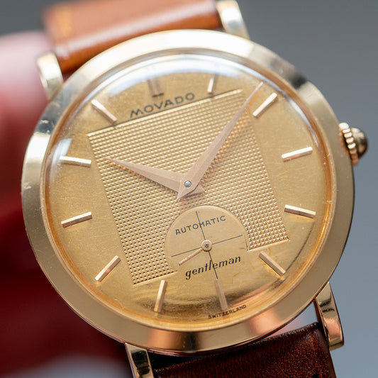 1950s Movado Gentleman Bumper Automatic 18ct Pink Gold - vault