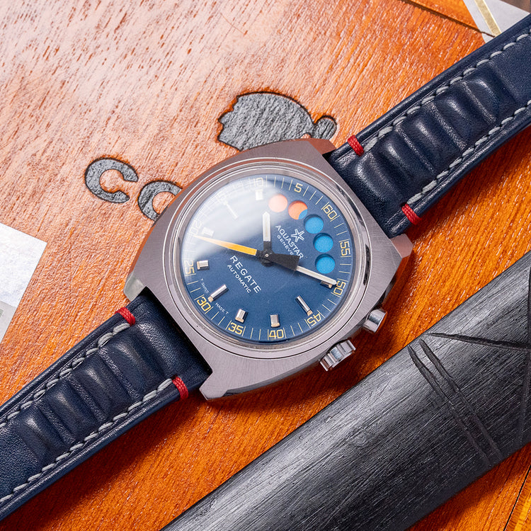 1970s Aquastar Regate Blue Dial Yacht Timer Automatic 39mm