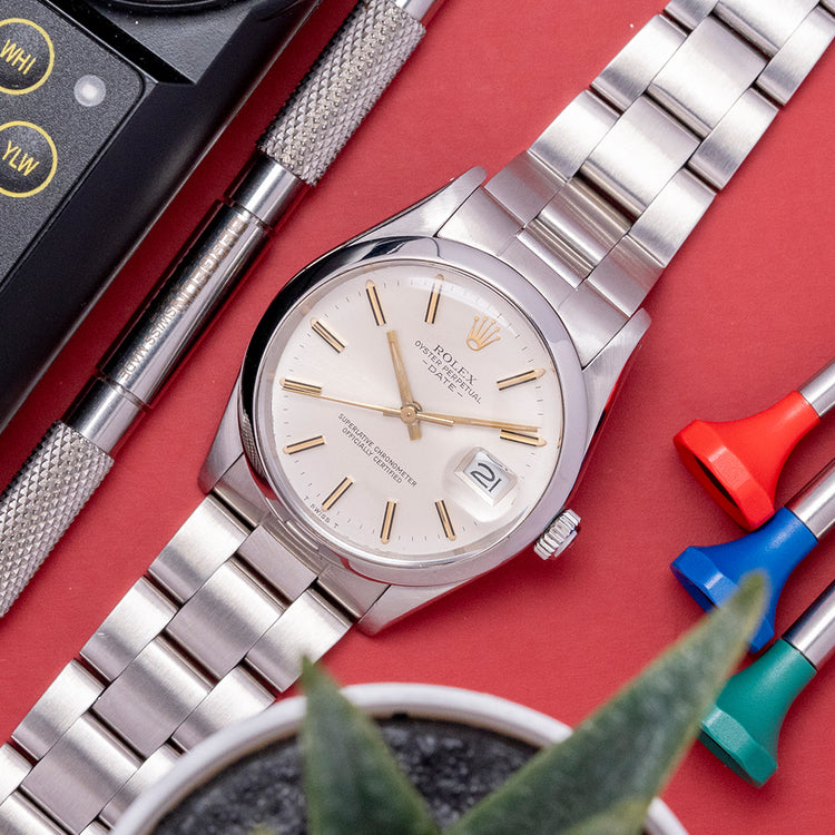 1982 Rolex Oyster Perpetual Date 34mm Silver Dial 15000