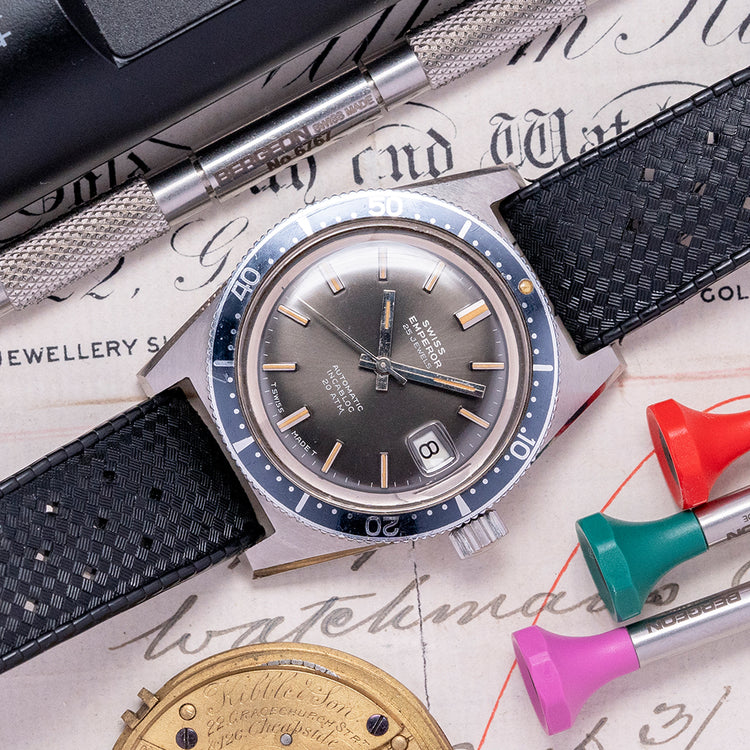 1970s Swiss Emperor Smoke Dial Automatic 38mm Skin Diver