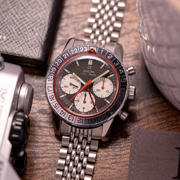 1969 Enicar Jet Graph GMT Chronograph 072-02-02 A