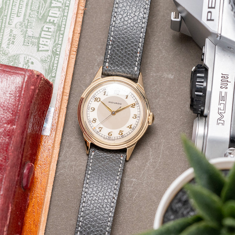 1950s Movado 14K Gold 'FB' Case 'Calatrava' Manual 261 31.5mm