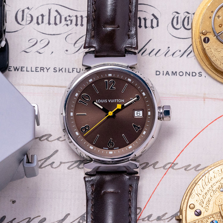 2018 Louis Vuitton Tambour Brown Quartz 34mm Q1311