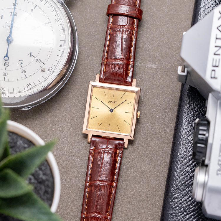 1960s Piaget 18ct Pink Gold Square Manual 25mm 901