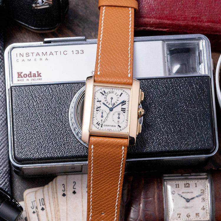 2000s Cartier Tank Française Quartz Chrono 18ct Gold 1830