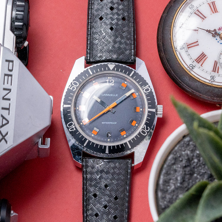 1975 Caravelle 'Waterproof' Blue 38mm Skin Diver Box & Papers