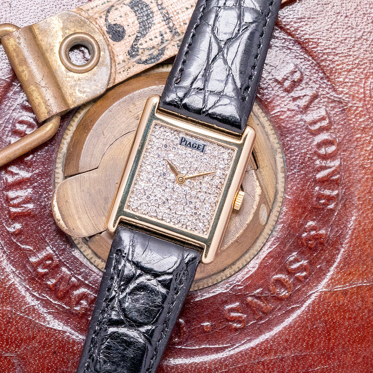 1980s Piaget Tank Tradition 18ct Yellow Gold Diamond Dial