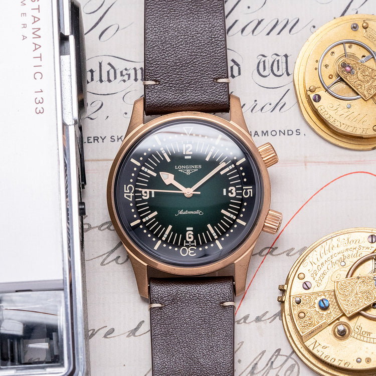 2021 Longines Legend Diver Heritage Bronze Green Dial L3.774.1.50.2