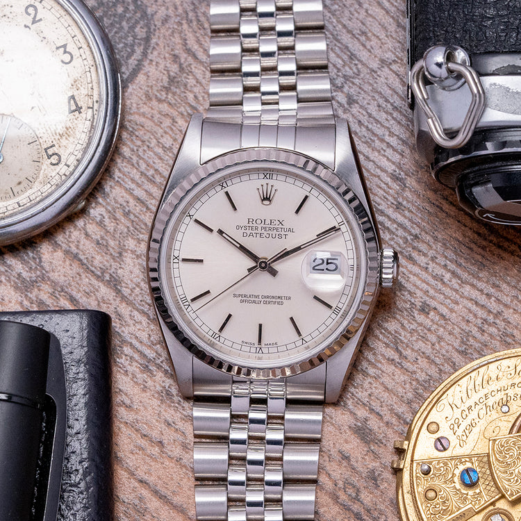 1991 Rolex Datejust 36mm Silver Roman Dial 16234