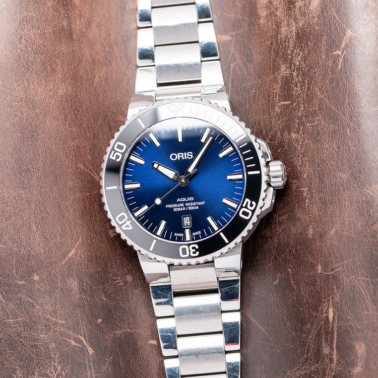2018 Oris Aquis Date 43.5mm Blue Dial on Bracelet Automatic