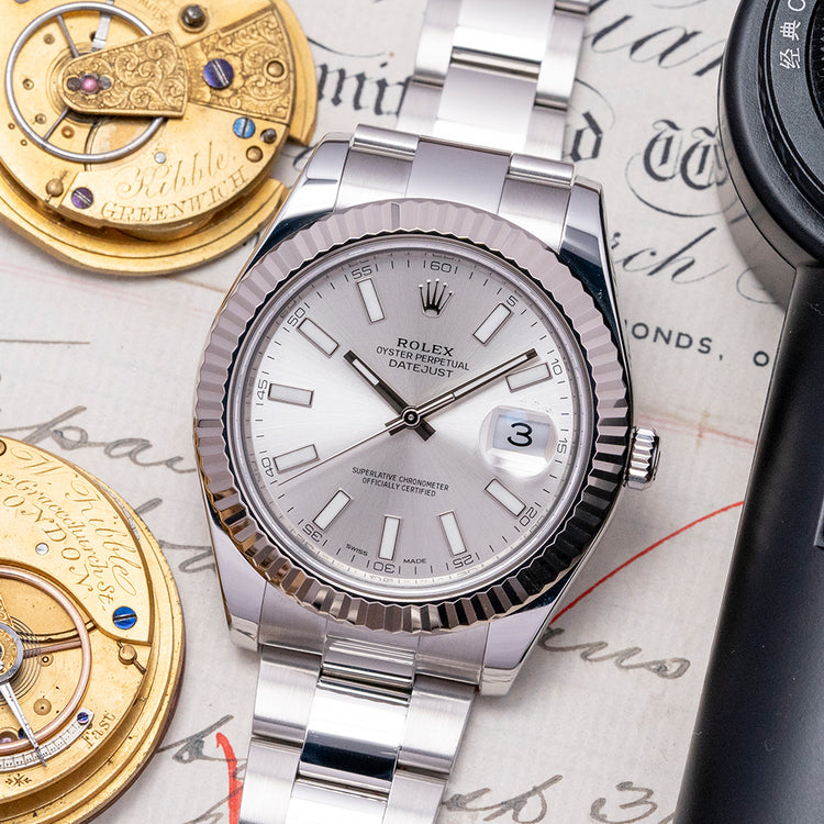 2017 Rolex Datejust II 41mm Silver Oyster Bracelet 116334