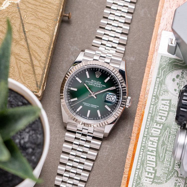 2026 Rolex Datejust 36mm Green Ombré Jubilee/Fluted 126234