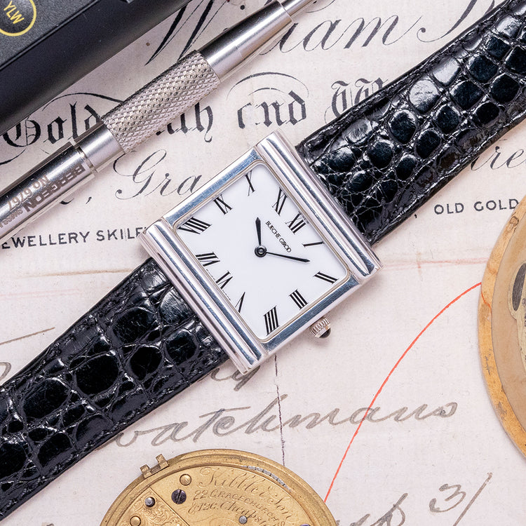 1990s Bueche Girod .925 Sterling Silver "TV Case" Quartz 28mm