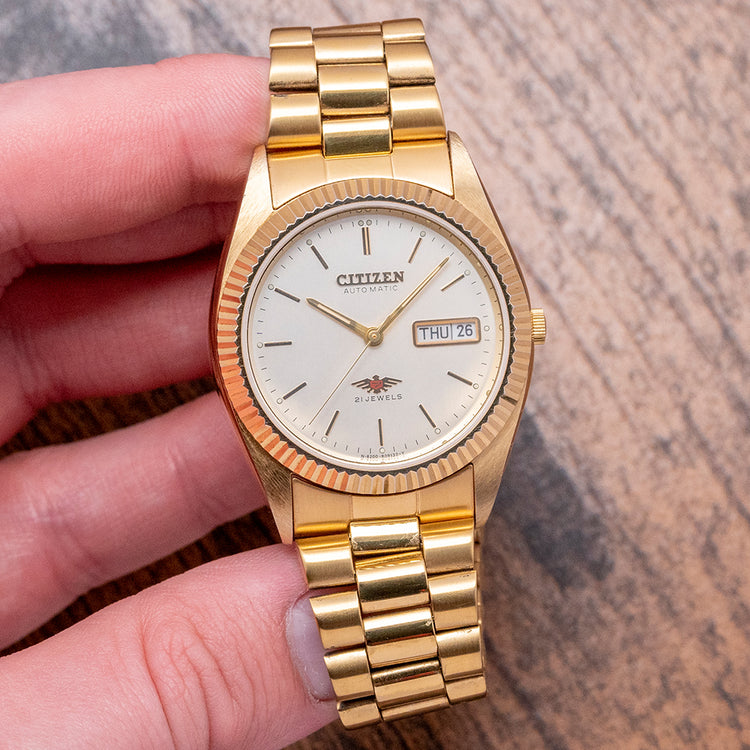 1980s Citizen Eagle 7 Yellow Gold Plated Automatic 36mm