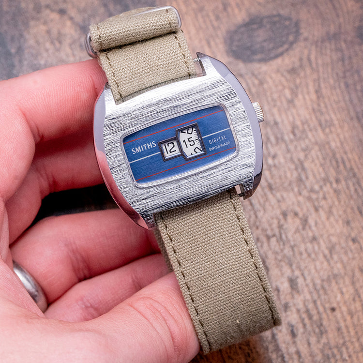 1970s Smiths Digital "Jump Hour" Blue Dial 42mm Manual
