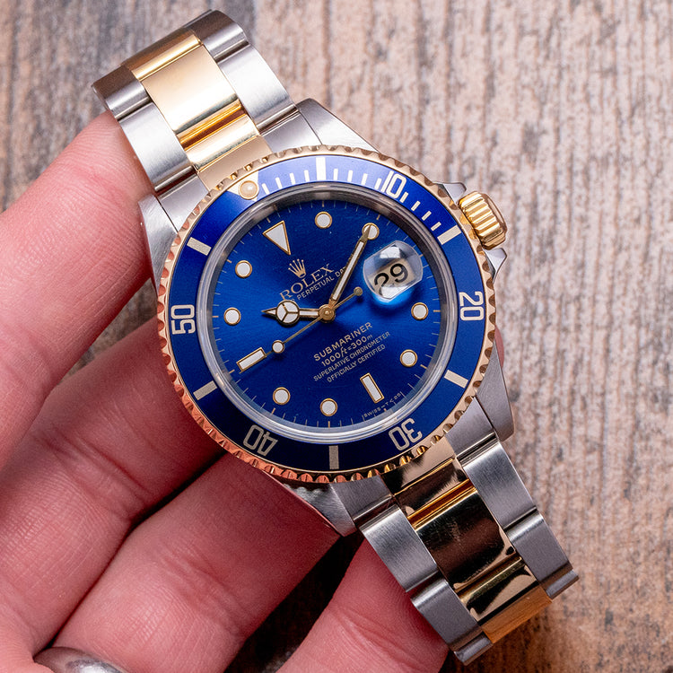 1997 Rolex Submariner Steel & Gold "Bluesey" 16613 Box & Papers