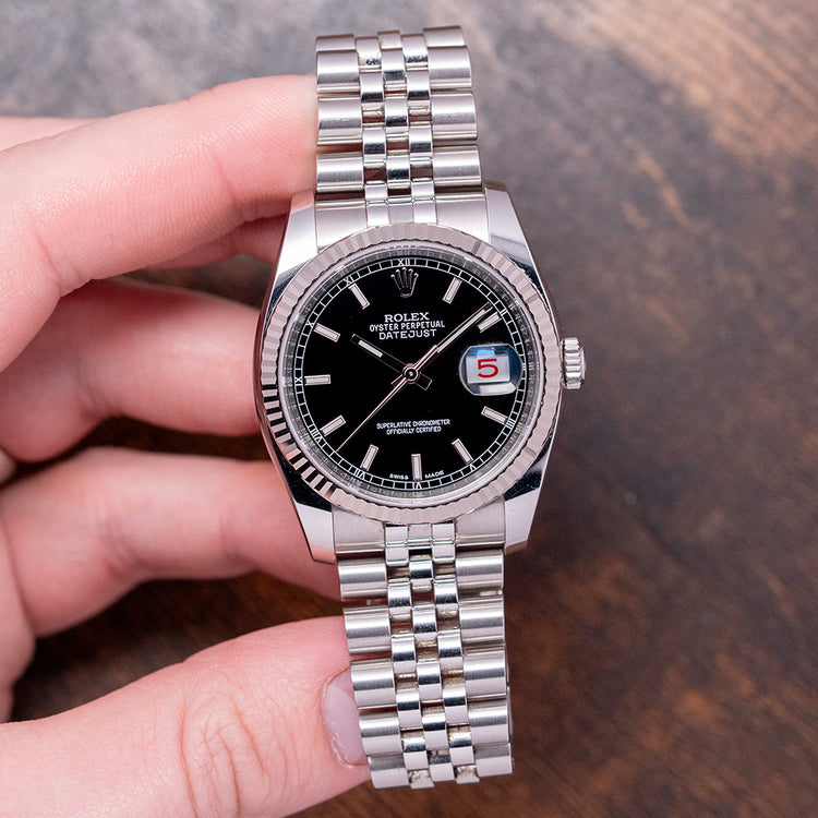 2018 Rolex Datejust Black 36mm Jubilee Roulette Date 116234