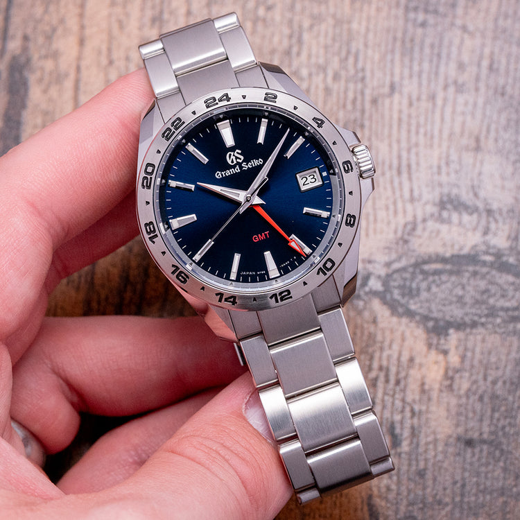2021 Grand Seiko GMT Quartz Blue SBGN005G on Bracelet