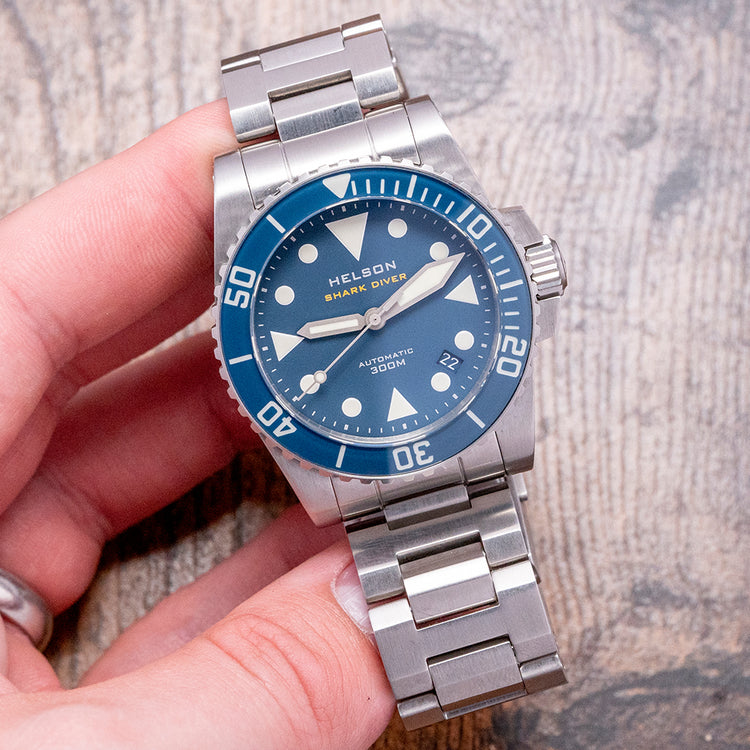 2021 Helson Shark Diver 38 Blue Dial Sapphire Bezel Miyota