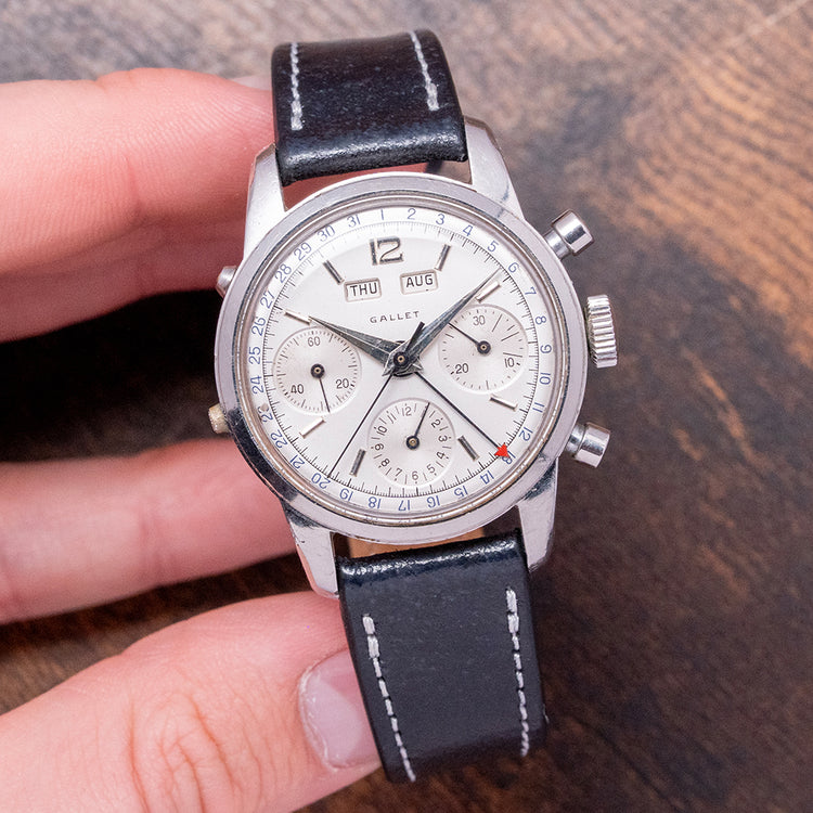 1950s Gallet Multichron Calendar Chronograph Valjoux 72C 35mm