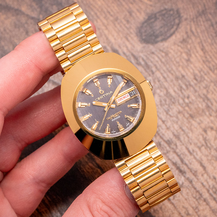 1970s Rare Certina Rado DiaMaster Day/Date Gold-Plated