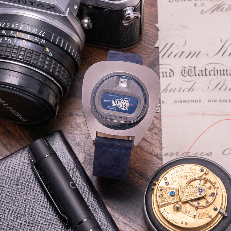 1970s Smiths Automatic "Digital" Jump Hour Funky Case