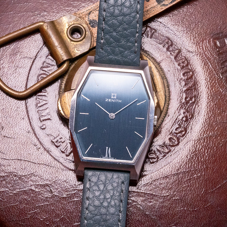 1977 Zenith Manually Wound "Tank" Blue Dial 01.0640.171