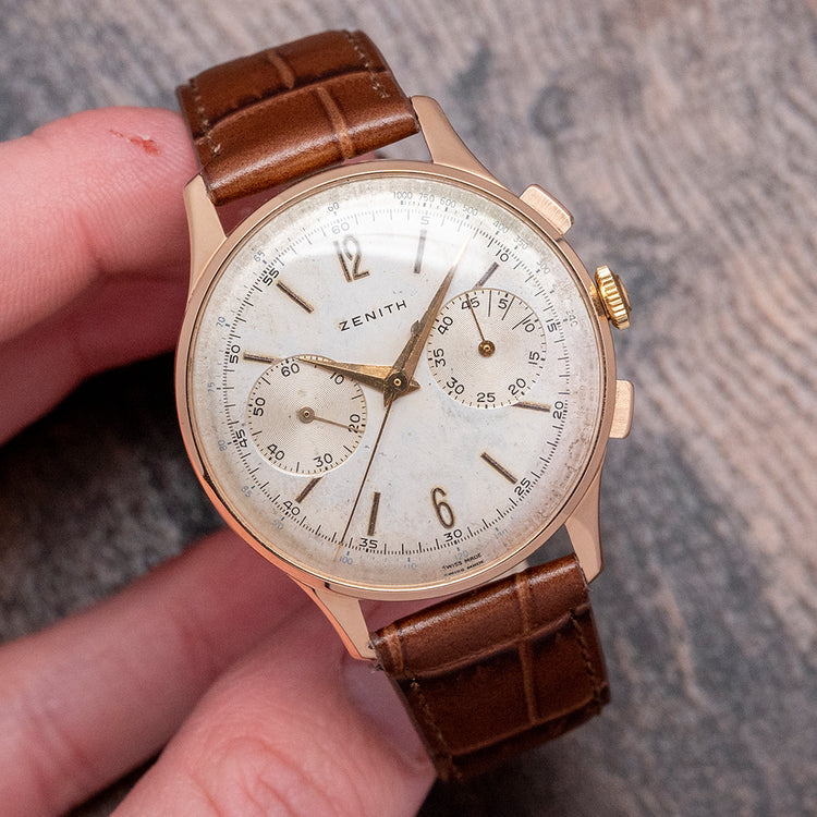 1950s Zenith 'Stellina' 18ct Pink Gold 37mm Oversized 156 D