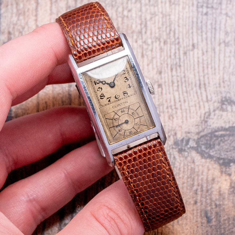 1930s Clinton Doctors Duo-Dial "Tank" Manual 22.5mm/42.5mm