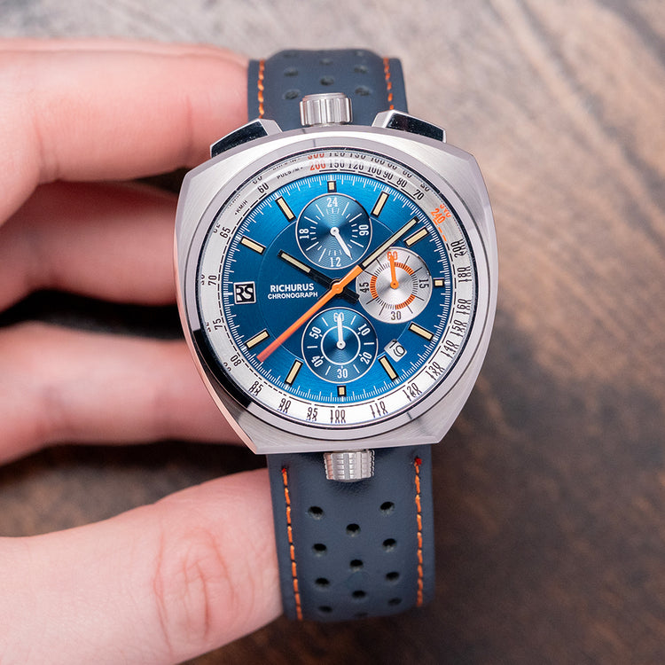 2025 Richurus Bullhead Chrono Quartz Blue on Strap 43.5mm