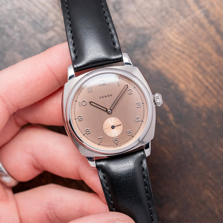 2021 Fears Brunswick Salmon Dial 38mm Exhibition Back