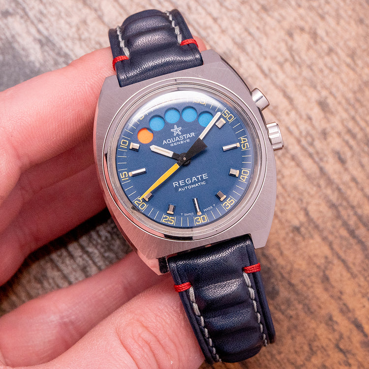 1970s Aquastar Regate Blue Dial Yacht Timer Automatic 39mm