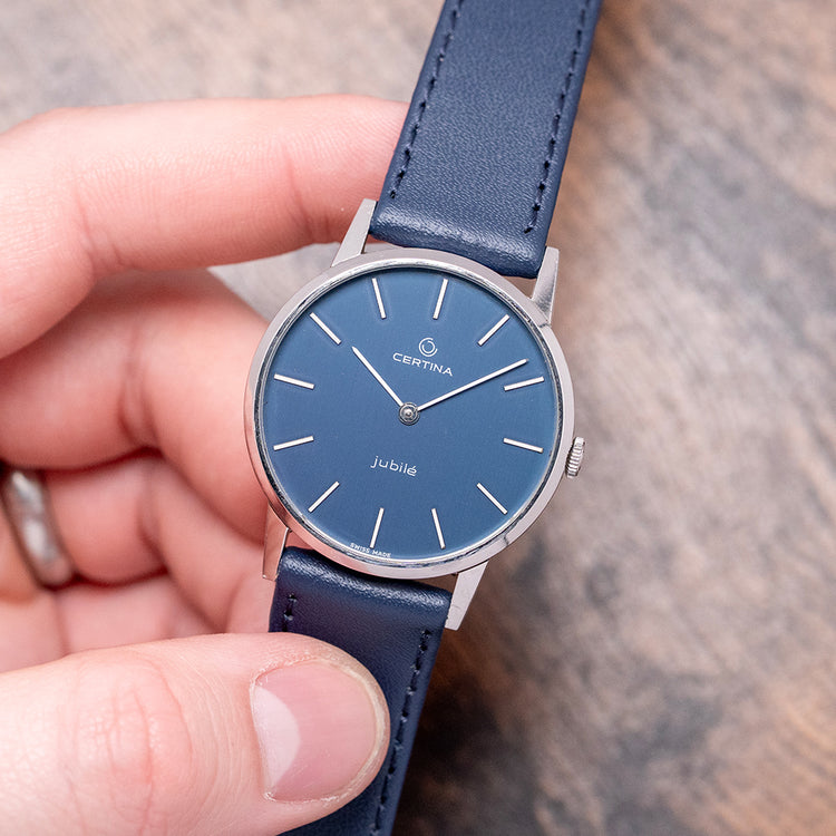 1970s Certina Jubile Blue Dial Manual Cal. 396 Steel 34mm