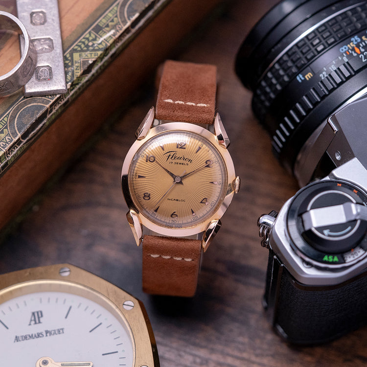 1950s Fleuron 18ct Rose Gold Bombe Lugs 35mm Manual