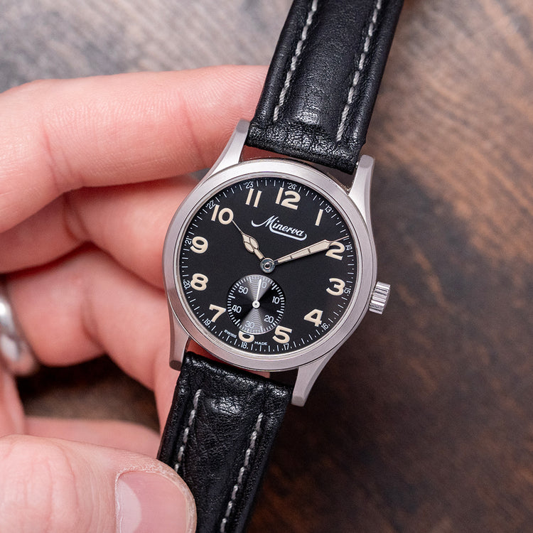 1990s Minerva Pythagore A481 Aviation Black Cal. 48 34mm