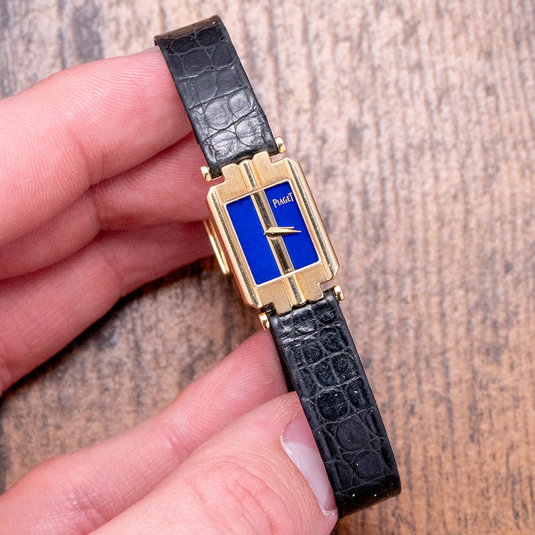 1992 Piaget Polo 18ct Gold Lapis Dial Box & Papers 15213