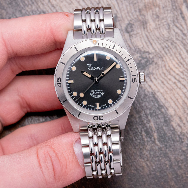 2023 Squale Super-Squale Sunray Black on Bracelet 38mm