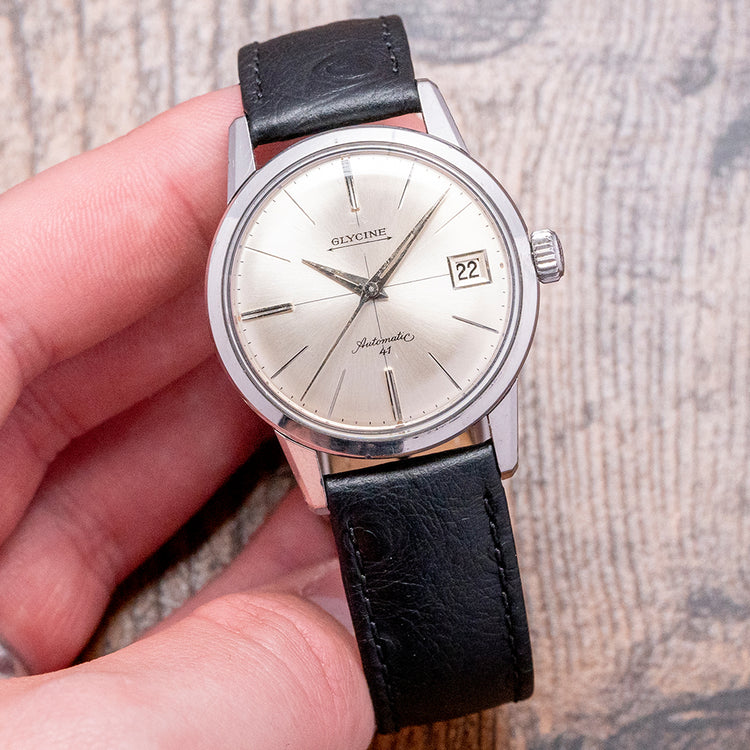1950s Glycine Automatic 41 ETA 2452 Date Crosshair Dial 34mm