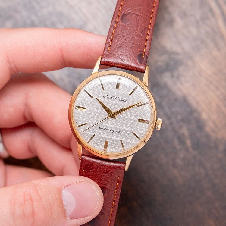 1960s Seiko Crown Textured Dial Gold-Plated 35mm 15002