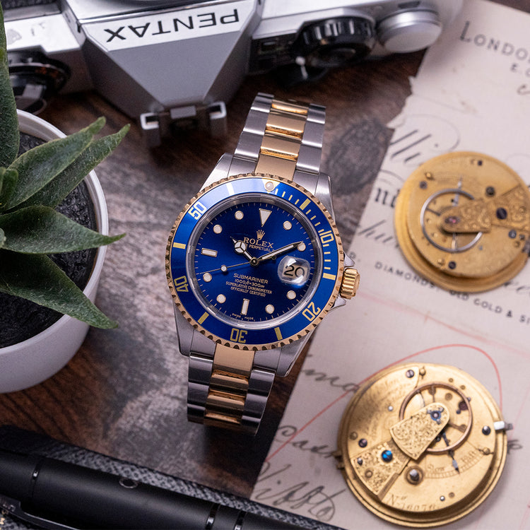 2004 Rolex Submariner Steel & Gold "Bluesey" 16613 Complete Set