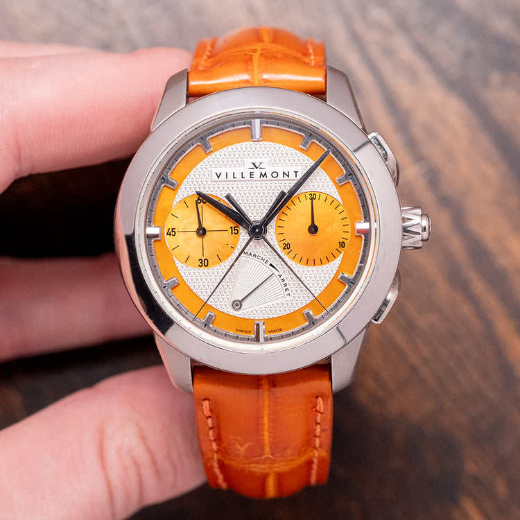 2000s Villemont 18ct White Gold Split Second Chronograph 43mm