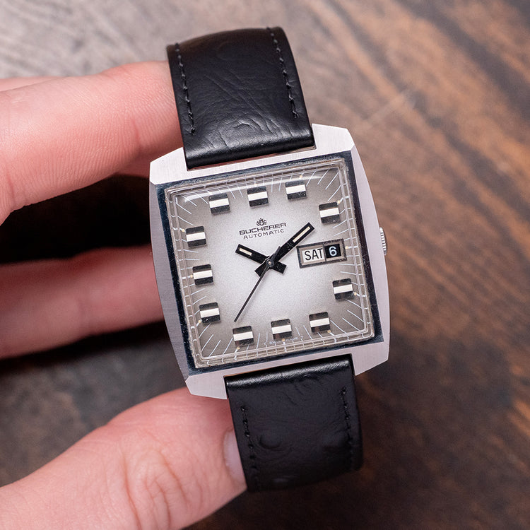 1970s Bucherer Automatic Smoke Grey Dial TV-Case 35mm