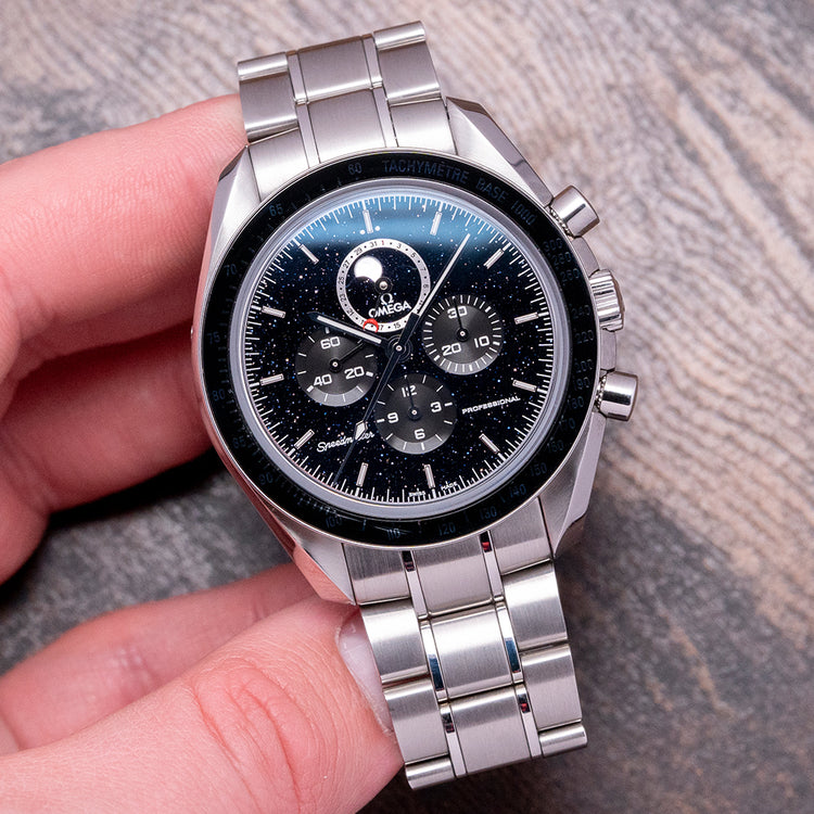 2019 Omega Speedmaster Moonphase Aventurine Dial 44mm
