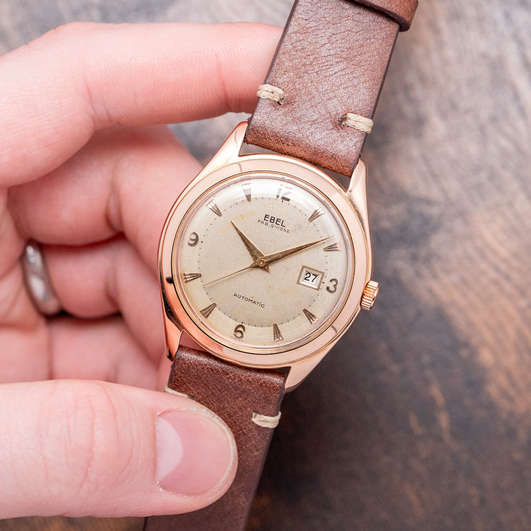 1950s Ebel Automatic Date 18ct Pink Gold Dress Watch 36mm