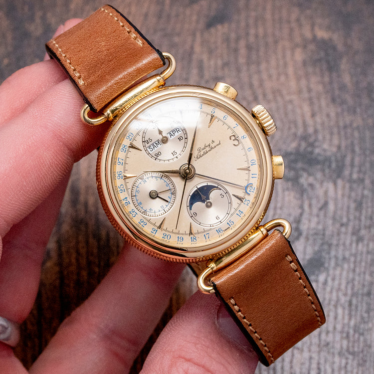 1980s Dubey & Schaldenbrand 18ct Triple Calendar Moonphase Chronograph