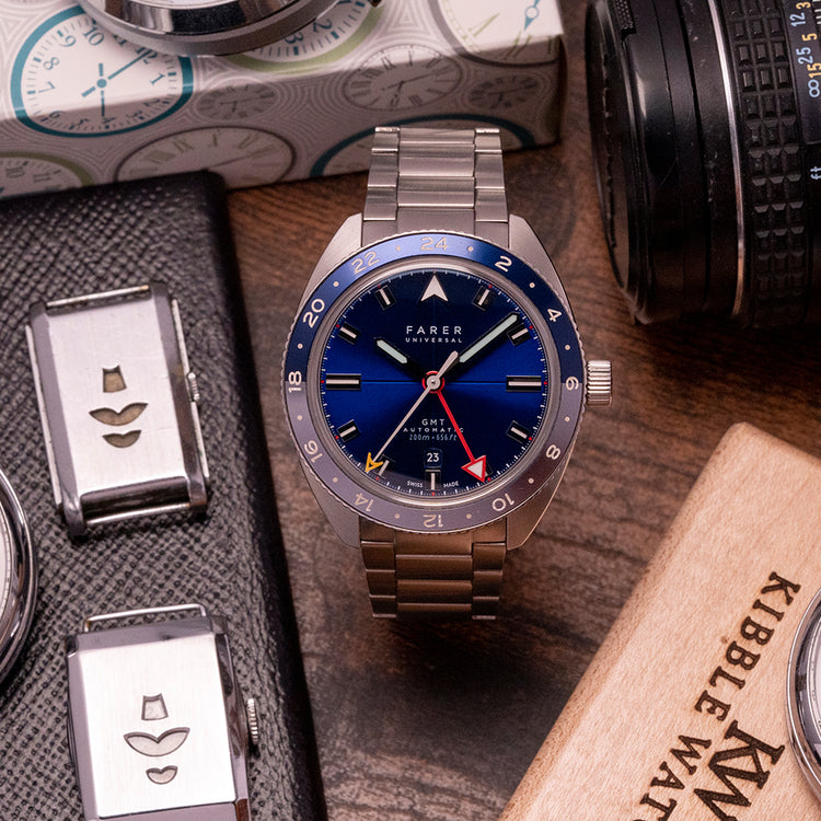 2020 Farer Charlton GMT Blue Dial & Bezel with Bracelet